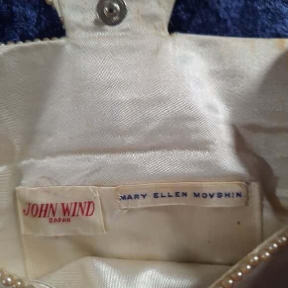 Vintage John Wind Japan Bead & Sequin Clutch Purse Ivory/Gold Mid-century Glam - Picture 2 of 13
